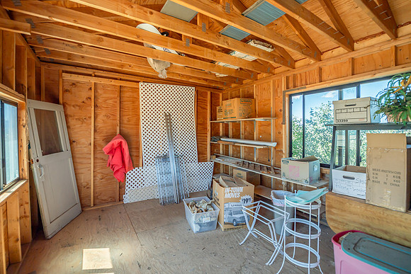 inside of blue out shed