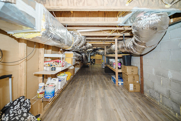 downstairs storage space off of lofted area