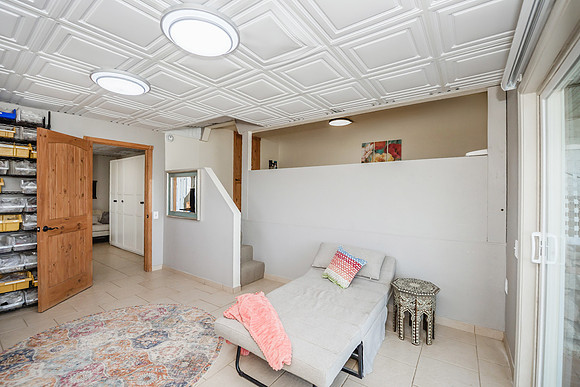 downstairs family room showing lofted area